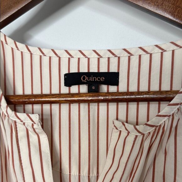 Quince 100% Organic Cotton Tiered Maxi Dress in Terracotta Stripe Size Small - Picture 5 of 9